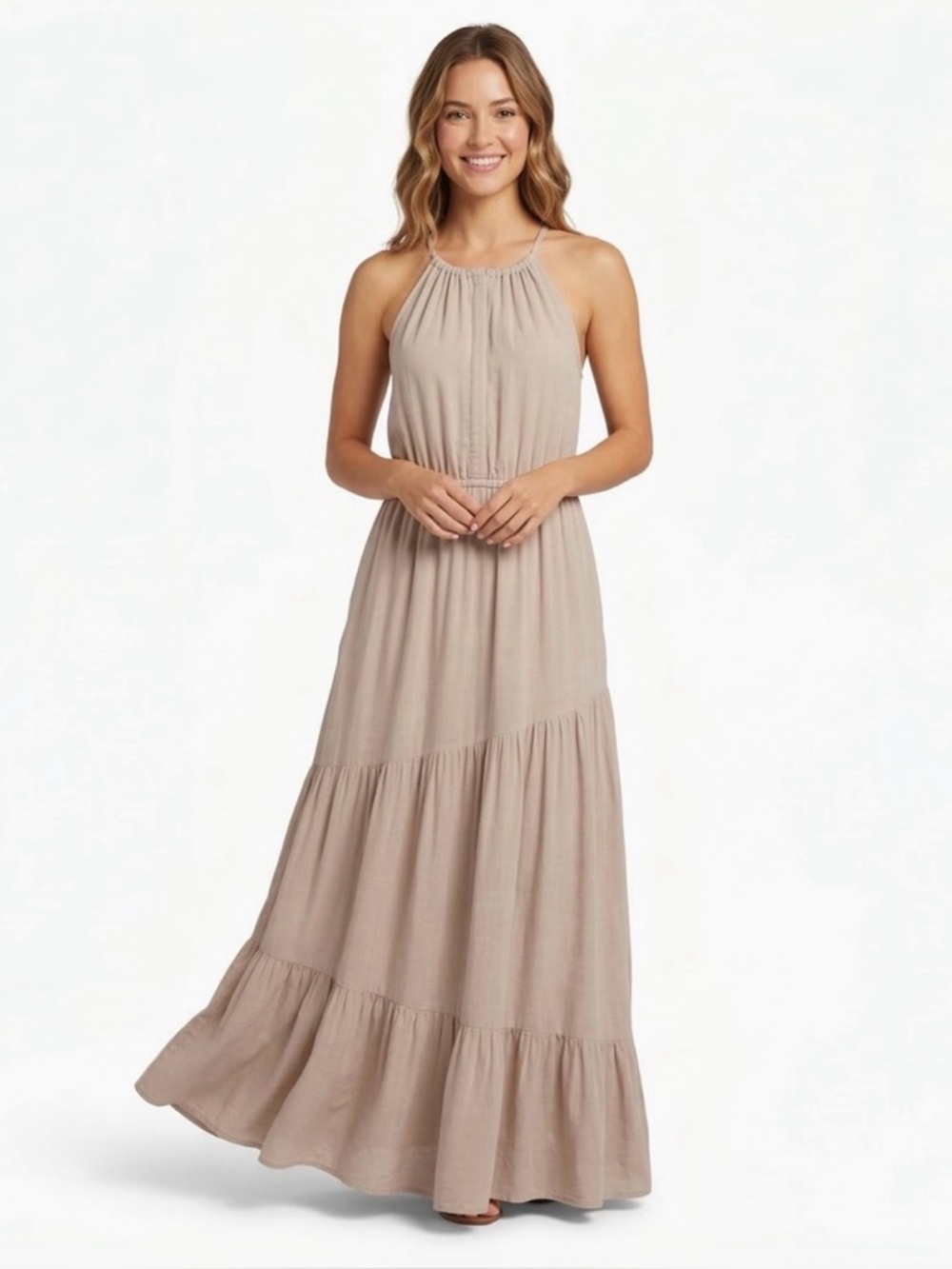 Rachel Zoe Dusty Mauve Tiered Maxi Dress